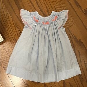 Edgehill Collection Light Blue Dress with Pink Embroidery